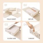6Pack Linen Sheet Organizers for Linen Closet - King/Queen Size Bedding Storage Boxes with Clear Window | Foldable, Dustproof Sheet Storage Organizer for Blankets & Sheet Sets,Off-white