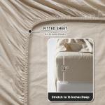 SONORO KATE 100% French Pure Linen Sheets, Breathable and Durable Linen Queen Size Sheets, Anti-Tear Linen Bed Sheets, Machine Washable, 16 Inch Deep Pocket - 4 Piece (Natural Linen, Queen)