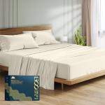 Mayfair Linen 100% Egyptian Cotton King Size Sheets Set - Luxury 1500 Thread Count Egyptian Cotton Sheets King Size (4 PC, Ivory), 17" Deep Pocket, Silky Soft, Cooling Sateen Bedding