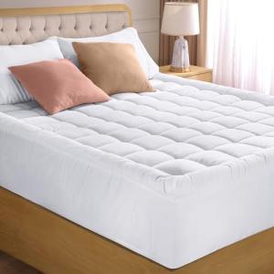 Utopia Bedding Queen Mattress Pad, Quilted Fitted Premium Mattress Protector, Deep Pocket Cover Stretches up to 16 Inches, Fluffy Pillow Topper (60x80 Inches, White)