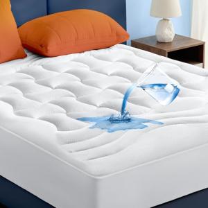 Bedsure Waterproof Mattress Protector Queen Size - Quilted Fitted Waterproof Mattress Pad Topper with 8-21 Inches Deep Pocket, Noiseless Bed Cover Padded, Machine Washable,White, 60x80 Inches