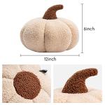 Phantoscope Teddy Fleece Pumpkin Throw Pillows, Halloween Happy Halloween Sherpa Fall Decorative Pumpkin Shaped Pillow Cute 3D Shaped Cushion, Off-White, 6 x 12 inches