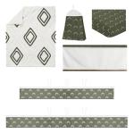 Sweet Jojo Designs Dark Green Boho Arrow Boy Girl Unisex/Gender Neutral Baby Crib Bedding Set Infant Nursery Room BreathableBaby Breathable Mesh Crib Liner Blanket Fitted Sheet Skirt 6pc Bohemian Chic