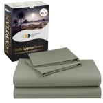 California Design Den Deep Pocket Queen Sheet Set - Certified 100% Egyptian Cotton, Lightweight & Crisp Percale Bed Sheets Queen Size Egyptian Cotton Set, Durable Luxury Bedding (Sage Mist- Gray Tone)