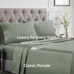 California Design Den Deep Pocket Queen Sheet Set - Certified 100% Egyptian Cotton, Lightweight & Crisp Percale Bed Sheets Queen Size Egyptian Cotton Set, Durable Luxury Bedding (Sage Mist- Gray Tone)