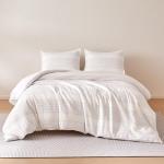 Amazon Basics Waffle Weave Microfiber 3-Piece Duvet Cover Set, Includes 1 Duvet Cover and 2 Pillow Shams, Queen, Dark Grey Striped