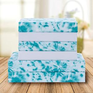 Elegant Comfort Luxury Soft Bed Sheets Tie Dye Pattern 1500 Thread Count Percale Egyptian Quality Microfiber Softness Wrinkle and Fade Resistant (6-Piece) Bedding Set, Full, Tie Dye Teal