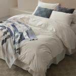 Double Stitch 100% Organic Cotton Duvet Cover - Soft 3 Piece Bedding Set Queen Size, 300 TC Luxury Hotel Sateen Weave, GOTS Certified Long Staple Cotton, Made in India, Coconut White