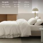 Double Stitch 100% Organic Cotton Duvet Cover - Soft 3 Piece Bedding Set Queen Size, 300 TC Luxury Hotel Sateen Weave, GOTS Certified Long Staple Cotton, Made in India, Coconut White