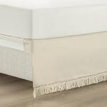 Lush Decor Boho Fringe 15-Inch Tailored Drop Easy Fit Bedskirt, King, Neutral