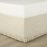 Lush Decor Boho Fringe 15-Inch Tailored Drop Easy Fit Bedskirt, King, Neutral