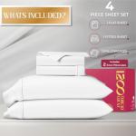 Mayfair Linen 100% Egyptian Cotton Sheets King Size Bed Set - 4 PC 1200 Luxury High Thread Count White Egyptian Cotton King Sheet Set, Silky Soft, Cooling, Sateen Weave, 17" Deep Pocket Bedsheet