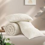 Andency King Size Comforter Set Beige, 3 Pieces Boho King Bedding Comforter Set Cream, All Season Soft Lightweight Tufted Textured Down Alternative Comforter Fluffy Bed Set