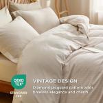 Bedsure Cotton Duvet Cover Queen Size - Waffle Boho Textured Duvet Cover Set, Soft and Breathable Rhombus Jacquard Bedding Set for All Seasons (Beige, Queen, 90"x90")