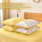WONGS BEDDING Yellow Botanical Comforter Set Queen, 7 Pieces Floral Bed in a Bag Gloden Leaves Bedding Set Soft Microfiber Queen(1 Comforter,2 Pillowcase,2 Pillow Shams,1 Flat Sheet,1 Fitted Sheet)