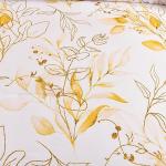 WONGS BEDDING Yellow Botanical Comforter Set Queen, 7 Pieces Floral Bed in a Bag Gloden Leaves Bedding Set Soft Microfiber Queen(1 Comforter,2 Pillowcase,2 Pillow Shams,1 Flat Sheet,1 Fitted Sheet)