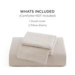 Bedsure Cotton Duvet Cover Queen Size - Waffle Boho Textured Duvet Cover Set, Soft and Breathable Rhombus Jacquard Bedding Set for All Seasons (Beige, Queen, 90"x90")