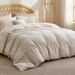 Bedsure Cotton Duvet Cover Queen Size - Waffle Boho Textured Duvet Cover Set, Soft and Breathable Rhombus Jacquard Bedding Set for All Seasons (Beige, Queen, 90"x90")