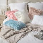 Phantoscope Pack of 2 Faux Fur Solid Throw Decorative Pillow Cover Cushion Covers Luxury Soft Decorative Pillowcase Fuzzy Pillow Covers for Bed/Couch,White 20 x 20 Inches