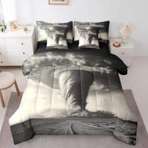 Erosebridal Tornado 7 Pcs Comforter Set Full Size,Natural Disaster Bed in a Bag with Flat Sheet and Fitted Sheet for Kids Teens Adult,Horror Theme Bedding Set with Pillowcase and Sham Reversible