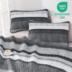Dobuyly Grey Queen Quilt Set, Boho Bedspread Queen Size, Striped Bedding Sets 3 Pieces, Lightweight Soft Gray Black Coverlet Bed Sets with 2 Pillow Shams 96"x90"