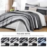 Dobuyly Grey Queen Quilt Set, Boho Bedspread Queen Size, Striped Bedding Sets 3 Pieces, Lightweight Soft Gray Black Coverlet Bed Sets with 2 Pillow Shams 96"x90"
