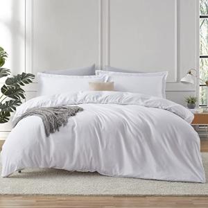 Hearth & Harbor White Duvet Cover King Size - 3 Piece King Duvet Cover Set, Soft Double Brushed King Duvet Covers with Button Closure, 1 King Size Duvet Cover 104x90 inches and 2 Pillow Shams