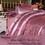 PYCLIFE Elegant European Paisley Damask Design Fabric Jacquard Weave Duvet Cover 3 Piece Quilt Cover Bedding Set (Pale Mauve, King)