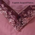PYCLIFE Elegant European Paisley Damask Design Fabric Jacquard Weave Duvet Cover 3 Piece Quilt Cover Bedding Set (Pale Mauve, King)