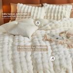 JELLYMONI Plush Duvet Cover Set - King Size Beige Faux Fur Comforter Cover 3pcs Bedding Set Luxury Ultra Soft Striped Fluffy Duvet Cover with Zipper and 2 Pillowcases (NO Comforter)
