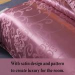 PYCLIFE Elegant European Paisley Damask Design Fabric Jacquard Weave Duvet Cover 3 Piece Quilt Cover Bedding Set (Pale Mauve, King)