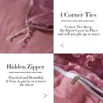 PYCLIFE Elegant European Paisley Damask Design Fabric Jacquard Weave Duvet Cover 3 Piece Quilt Cover Bedding Set (Pale Mauve, King)