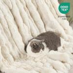 JELLYMONI Plush Duvet Cover Set - King Size Beige Faux Fur Comforter Cover 3pcs Bedding Set Luxury Ultra Soft Striped Fluffy Duvet Cover with Zipper and 2 Pillowcases (NO Comforter)