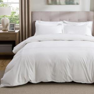Bedsure Luxury Hotel Duvet Cover Queen Size, 100% White Cotton Rope Weave Bedding Set, Includes 1 Duvet Cover 90x90 Inches with Hidden Zipper & 2 Pillow Shams, Comforter Sold Separately