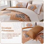 Dintszyayue Boho Quilt Set King Size 3 Pieces Aztec Texture Bedspread Coverlet Set Bohemian Quilt Bedding Set Microfiber Lightweight Bed Cover for All Seasons (Terracotta, 90"×103")