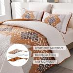 Dintszyayue Boho Quilt Set King Size 3 Pieces Aztec Texture Bedspread Coverlet Set Bohemian Quilt Bedding Set Microfiber Lightweight Bed Cover for All Seasons (Terracotta, 90"×103")