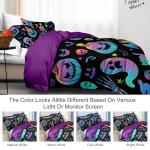 Mybedsoul Halloween Duvet Cover Set Queen, Pumpkin Ghost Pattern Duvet Cover 3 Pieces Halloween Comforter Cover Set with Pillow Case Ghost Festival Themed Bedding Set 90"x 90"(Not Comforter)