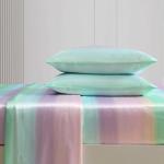 Betsey Johnson - Full Bed Sheets, Satin Bedding Set with Matching Pillowcases, Wrinkle & Fade Resistant, Silky Smooth for Healthy Hair (Pastel Ombre Blue)
