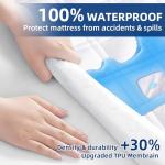 MEELUS Padded Queen Mattress Protector, Breathable Waterproof Mattress Pad Cover Fitted Deep Pocket 8"-21", Soft Noiseless Mattress Cover Washable Cooling for Home Hotel Bedroom, White