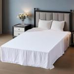 QKTE Belgian 100% Linen Bed Skirt with Classic 14 inch Tailored Drop Dust Ruffle, Easy Fit Breathable Premium Natural Flax- Basic White, King