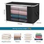Large Storage Bags, 3 Pack Clothes Storage Bins Foldable Closet Organizers Storage Containers with Durable Handles Thick Fabric for Blanket Comforter Clothing Bedding 90 L (Black)