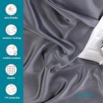 MISERRO Full Silk Sheets - 100% Luxury Satin Bed Sheets Set - 4pc Cooling Sheets for Full Size Bed - 16" Deep Pocket (Full, Darkgrey)