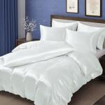 MILVOWOC 6 Pcs White Satin Duvet Cover Full/Queen Size Set, Silky Bed Duvet Cover Ultra Soft Comforter Cover, 1 Satin Duvet Cover, 1 Body Pillowcase, 4 Pillow Cases (No Comforter)