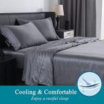 MISERRO Full Silk Sheets - 100% Luxury Satin Bed Sheets Set - 4pc Cooling Sheets for Full Size Bed - 16" Deep Pocket (Full, Darkgrey)