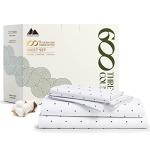 Mayfair Linen 100% Egyptian Cotton Printed Queen Size Sheet Set - 4 PC 600 Thread Count Printed Sheets for Queen Size Bed (Polka Dot Navy), Soft, Cooling, Luxury Hotel 16" Deep Pocket Sateen Bedsheet