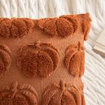 MIULEE Fall Throw Pillow Covers 18x18 Set of 2 Autumn Decorations Dark Rust Pumpkin Accent Pillowcase for Outdoor Porch Sofa Couch Bed Living Room Plush Faux Fur Halloween Farmhouse Home Decor