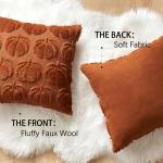 MIULEE Fall Throw Pillow Covers 18x18 Set of 2 Autumn Decorations Dark Rust Pumpkin Accent Pillowcase for Outdoor Porch Sofa Couch Bed Living Room Plush Faux Fur Halloween Farmhouse Home Decor