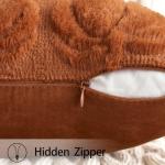 MIULEE Fall Throw Pillow Covers 18x18 Set of 2 Autumn Decorations Dark Rust Pumpkin Accent Pillowcase for Outdoor Porch Sofa Couch Bed Living Room Plush Faux Fur Halloween Farmhouse Home Decor