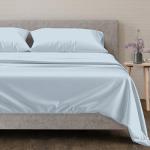 Mayfair Linen 100% Egyptian Cotton Queen Size Sheet Set - 4 PC 600 Thread Count Egyptian Cotton Sheets Set for Queen Size Bed (Light Blue), Soft, Cooling, Luxury Hotel 16" Deep Pocket Sateen Bedsheet