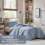Comfort Spaces Kienna Quilt Set- Double Sided Stitching Design Summer Blanket, Lightweight, Soft, All Season Bedding Layer, Matching Sham, Blue, Coverlet Twin/Twin XL(66"x90") 2 Piece